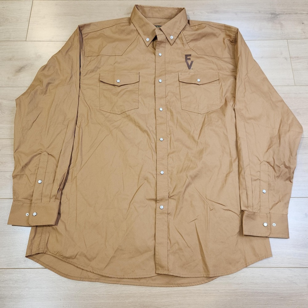 Wyoming Traders Shirt Mens 2XL Brown Long Sleeve Western Pearl Snap Workwear